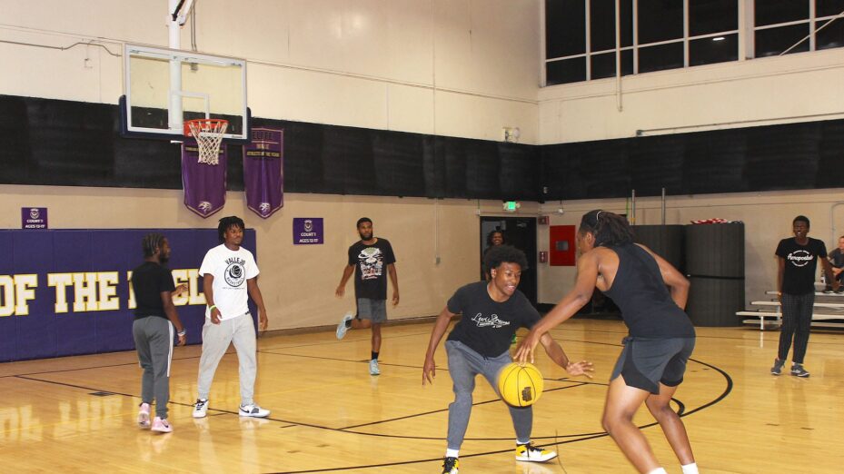 Young players participate in Vallejo's Late Night Basketball program on Friday.